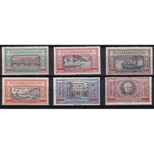 1924 Manzoni. Francobolli d'Italia n.151-56 soprastampati