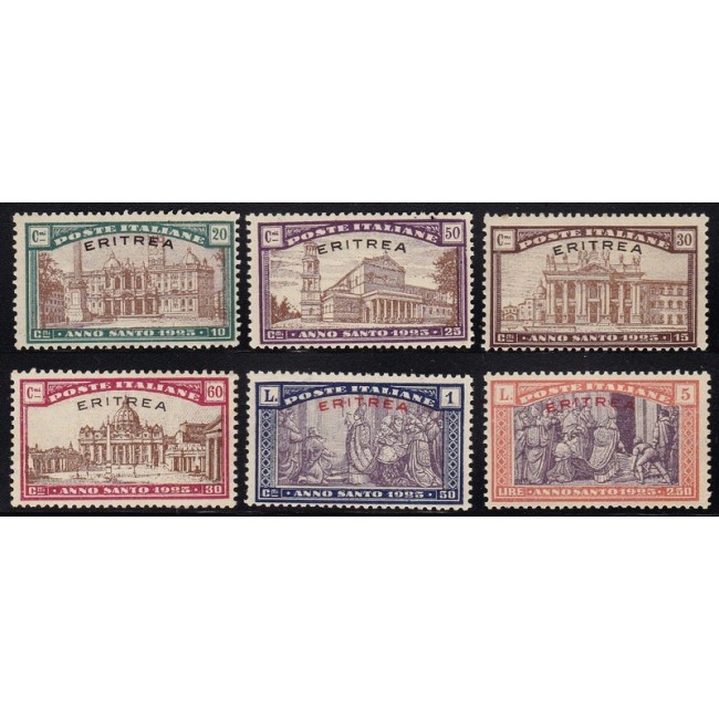 1925 Anno Santo. Francobolli d'Italia n. 169-74 soprastampati