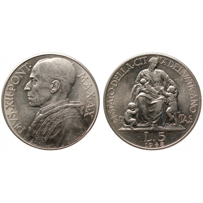 Pio XII (1939-1958) 5 Lire 1948 X