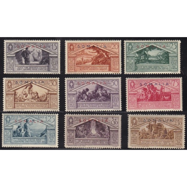 1930 Virgilio. Francobolli d'Italia n. 282-90 soprastampati