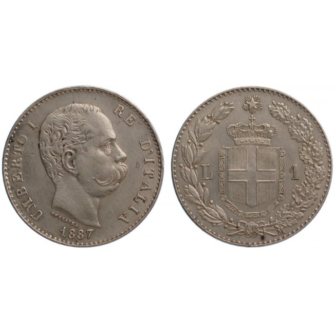 1 Lira 1887 Zecca di Milano