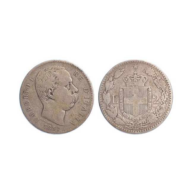 2 Lire 1887 Zecca di Roma