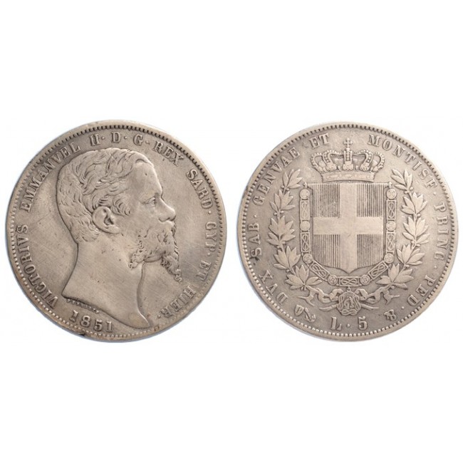 Vittorio Emanuele II - 5 Lire 1851