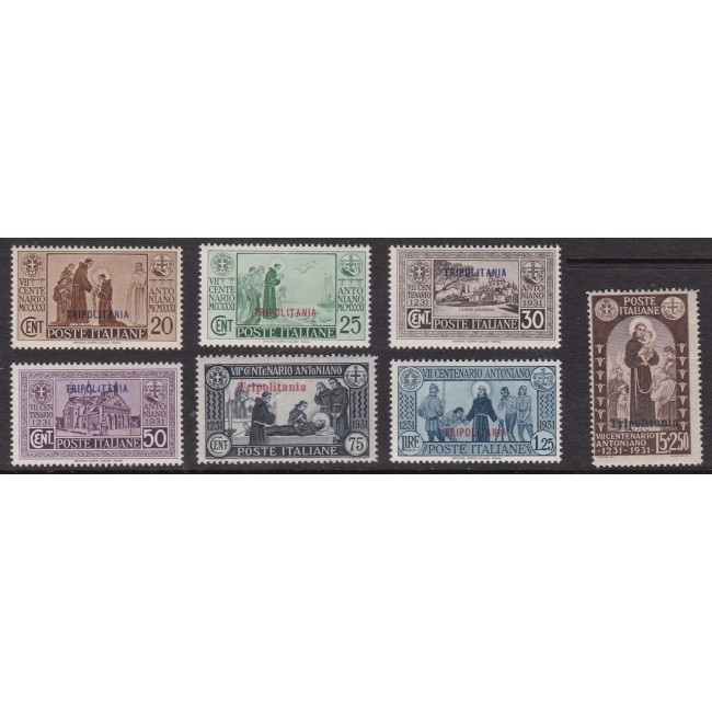 1931 S. Antonio. Francobolli d'Italia n. 292-98 in colori cambiati, soprastampati