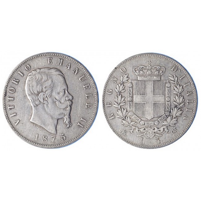 5 Lire 1875  Zecca di Milano