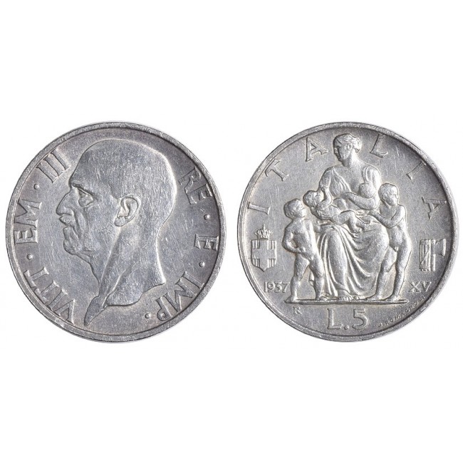 5 Lire 1937 XV Fecondità