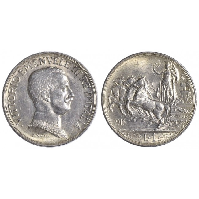 1 Lira 1916 Quadriga briosa