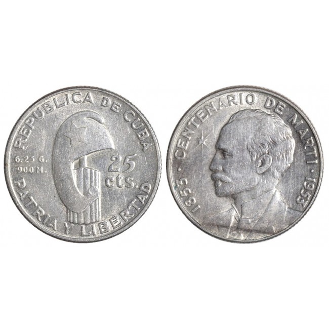 Cuba 25 Centavos 1953