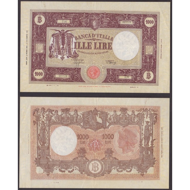 Biglietti di banca 1.000 Lire 1944 Grande "M" B.I.