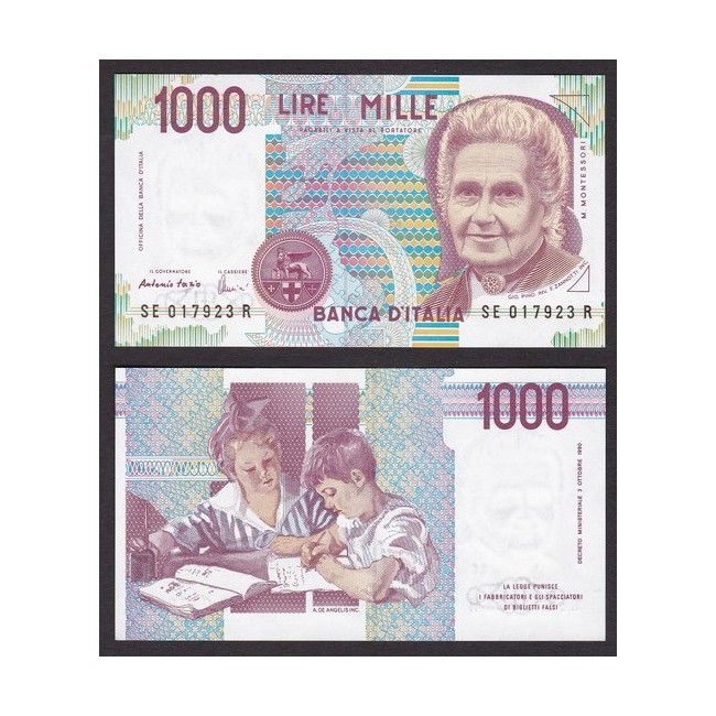 Biglietti di banca 1.000 Lire 1995 Maria Montessori