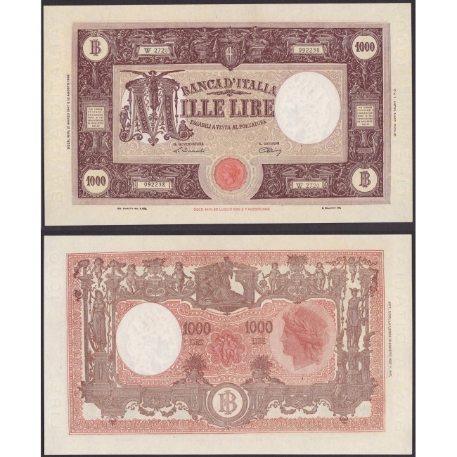 Biglietti di banca  1.000 Lire 1947 Grande "M" Medusa