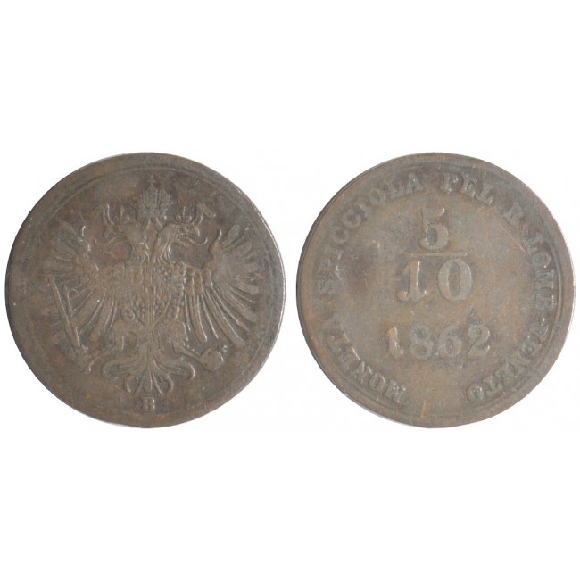 Kremnitz Lombardo Veneto 1/2 Soldo (5/10) 1862