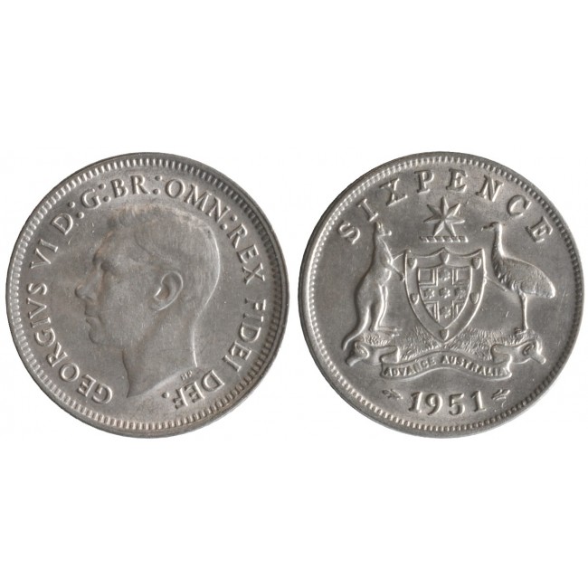 Australia Six Pence 1951