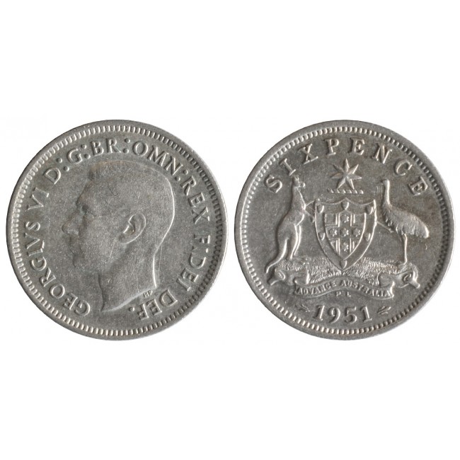 Australia Six Pence 1951