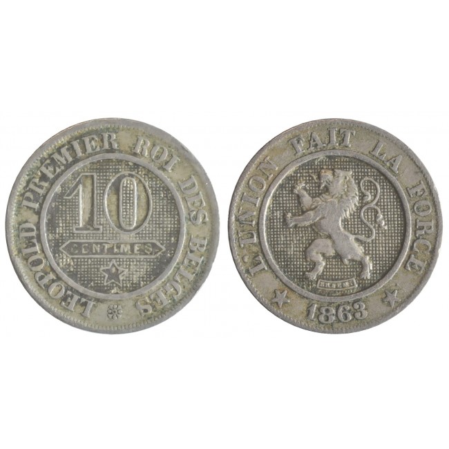 Belgio 10 Centimes 1863