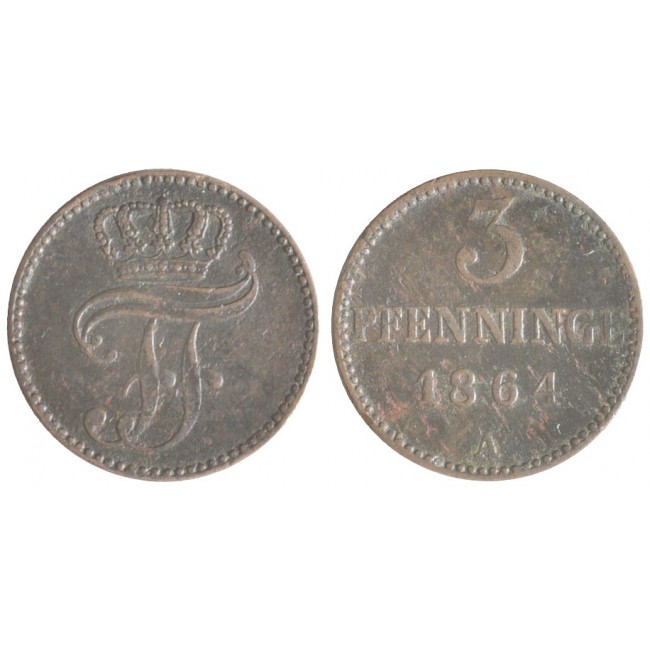 Germania Mecklenburg Schwerin 3 Pfennig 1864